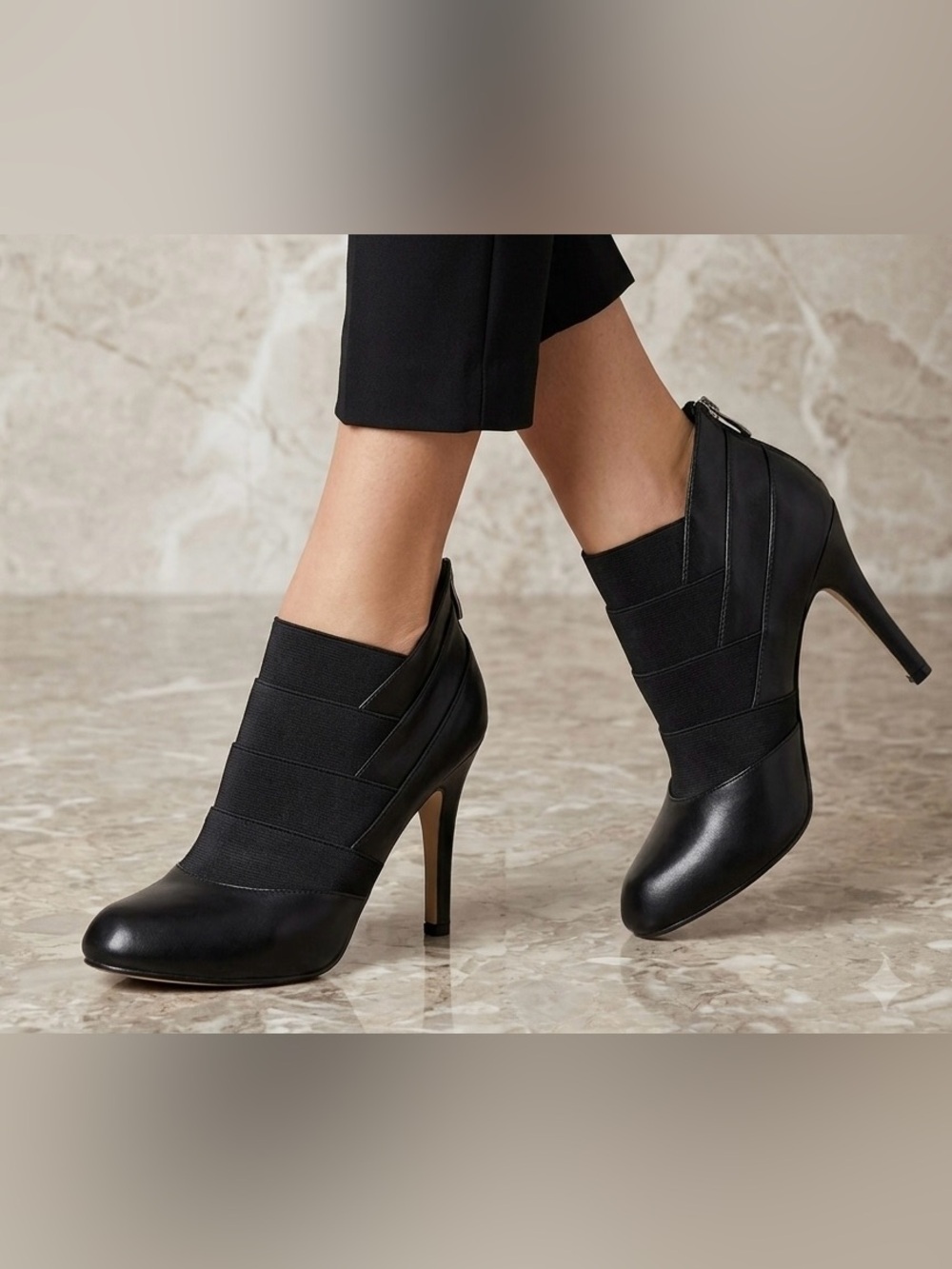 Adrianne Vittadini black open toe ankle booties, good condition, size 8.5